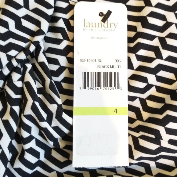 Laundry by Shelli Segal 4 NWT Black White Geometric Shift Dress Cut Out Neck - Picture 10 of 11